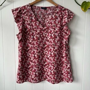 Denver Hayes Red Ruffled Flutter Sleeve Blouse Large